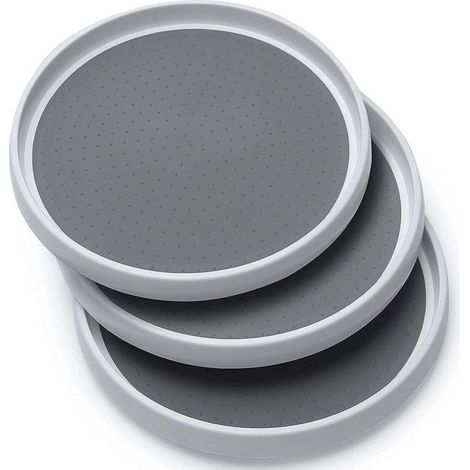 ALLIANDISLot de 3 platines tournantes Lazy Susan - Doublure antidérapante de 25,4 cm - Pour armoire, garde-manger, réfrigérateur, comptoir - Organiseur rotatif pour épices, condiments, pâtisserie (1/4)