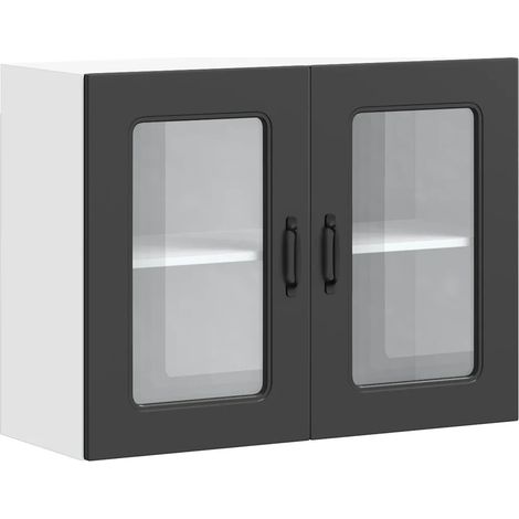 Mueble de pared de cocina de diseño moderno con espacio de almacenamiento 80 x 31 x 60 cm madera de ingeniería negra 020050013 (1/5)