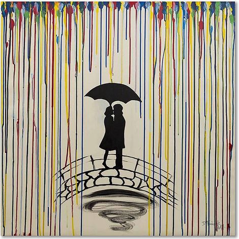 Tableau couple sous le parapluie - 30 x 30 cm (1/5)