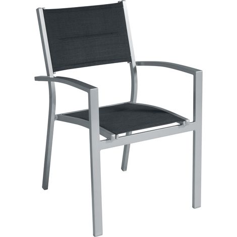 Set 4 Sedie Bar e Giardino in Alluminio con Seduta in Textilene Imbottito Nero Sedie per Esterni Impilabili (1/3)