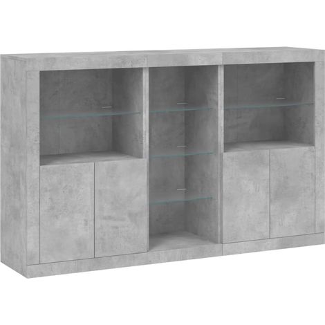 Credenza cassettiera cassettiera mobile contenitore organizer cucina soggiorno soggiorno con luci a LED 162 x 37 x 100 cm grigio 020029979