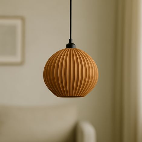 Pendelleuchte "Idali", beige/schwarze Deckenrosette/schwarzes Kabel