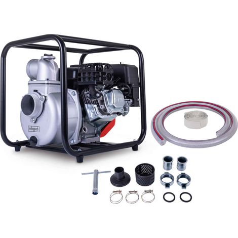 Scheppach Pompe à eau à essence PWP60 - 4 temps avec 212 cm³ - 5,3 CV - Débit 60 000l/h - Hauteur de refoulement 28 m - Hauteur d'aspiration 7 m - eau claire et sale - accessoires inclus (1/5)