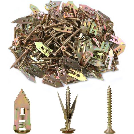 200PCS ancrages autoperceurs pour cloisons sèches avec kit de vis, pas de perceuse ni de trous dans le mur pour TV, étagère, carbénet, rideaux (1/5)