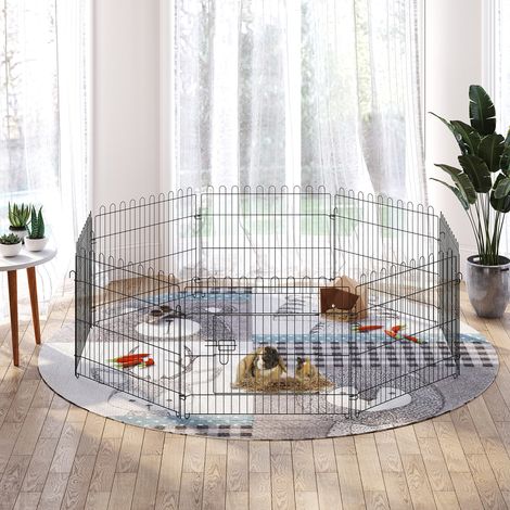 Parc chiots 8 pièces, hauteur 61 cm, enclos avec grille, porte et bâche protectrice, usage intérieur et extérieur