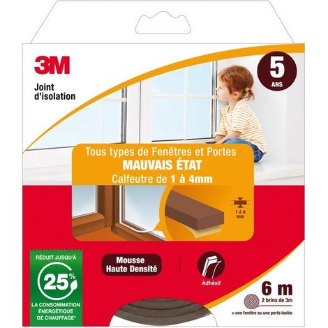 Universal Tür- und Fensterdichtung Schlechtzustandsdichtung 1 bis 4 mm x 6 m braun 3M