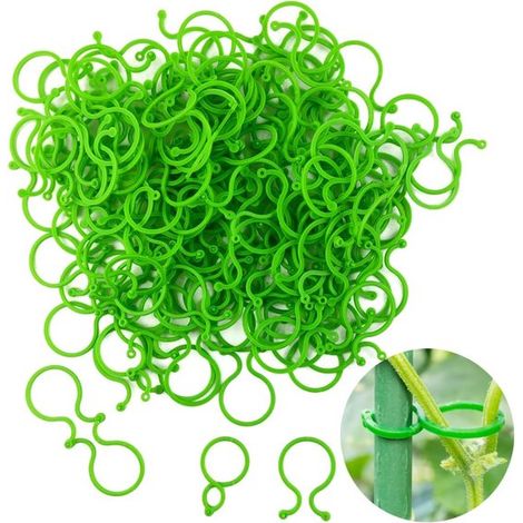 Clips muraux pour plantes - Support pour légumes et fleurs - Lot de 200 - Vert - Plastique (1/5)