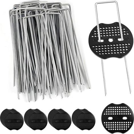 Lot De 40 Piquets En Toile Anti-Mauvaises Herbes Stables–40 Piquets D'Ancrage En Forme De U (150 X 40 Mm, Diamètre 3 Mm) + 4[RD197] (1/5)