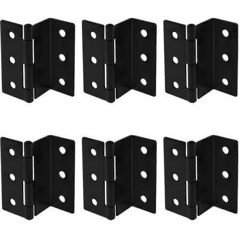 Lot de 6 charnières demi-surface de 76 mm de longueur, charnières de coffre, charnières décalées de porte, épaisseur 1,8 mm, charnières en acier semi-occultantes rétro pour volets pliants à trois vant (1/4)