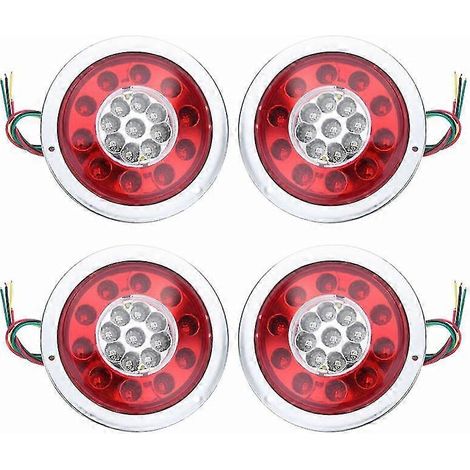Lot de 4 feux arrière ronds à 19 LED pour stop, frein et clignotants, pour remorque, camionnette ou fourgonnette. (1/5)