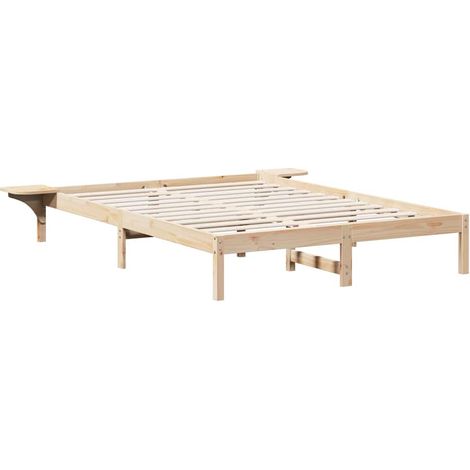 Lit double,Lit adulte,Cadre de lit avec tables de chevet Marron 160 x 200 cm Marron CFW2835492 (1/5)