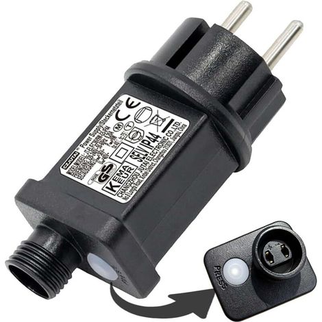Luci a stringa lampeggianti Trasformatore CA 24V 6W, 8 modalità Luci a stringa con spina e funzione timer, adattatore impermeabile IP44 per luci di Natale, luci per albero di Natale, luci per tende [C