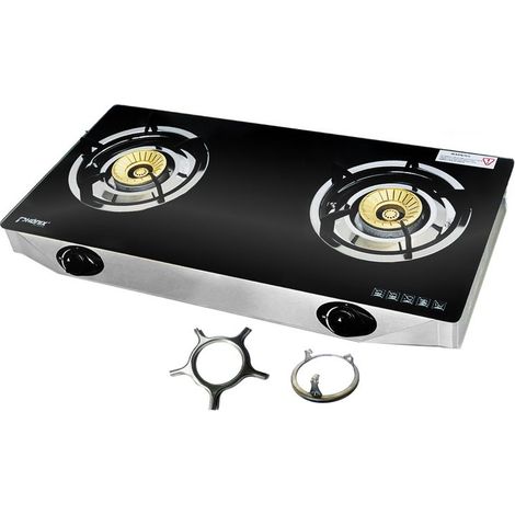 Phönix PS-2 Glas Gaskocher 2 flammig Propan mit Zündsicherung 8 KW