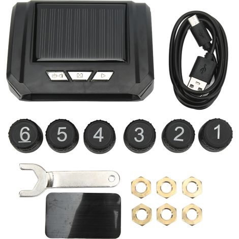 Système de surveillance de la pression des pneus de camion à 6 roues, moniteur TPMS à énergie solaire sans fil avec capteurs pour camping-car léger (1/5)
