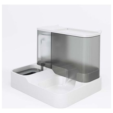 Distributeur automatique de nourriture et d'eau 2 en 1 pour chats et petits chiens (gris) (1/5)
