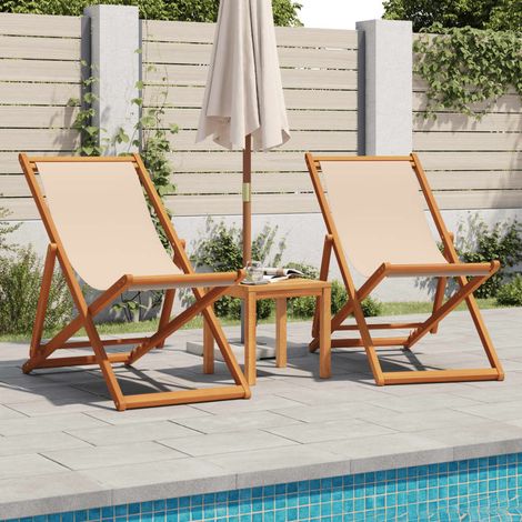 Maison Exclusive - Strandstühle 2 Stk. Klappbar Beige Stoff und M