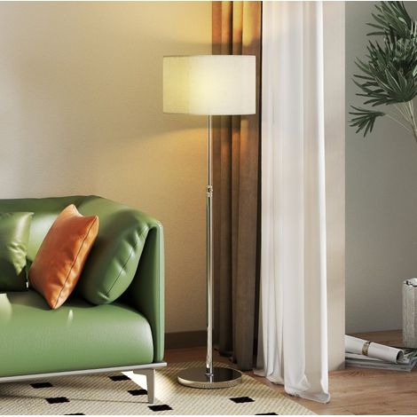 Dimmbare Stehleuchte mit Fernbedienung, Stoffschirm, Stahlgestell, Beige (1/5)