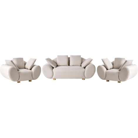 Sofa Set 4-Sitzer RINGEL Stoff Hellbeige