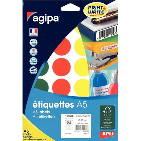 Étui de 168 pastilles de couleur diamètre 30 mm coloris assortis (1/2)