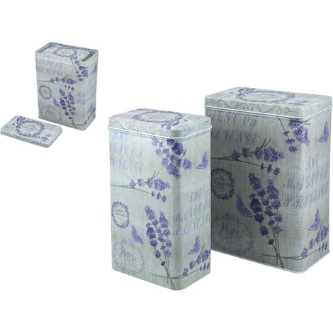 Set di 2 scatole di latta in metallo, contenitori per tè e caffè, decorative per la cucina. (1/3)