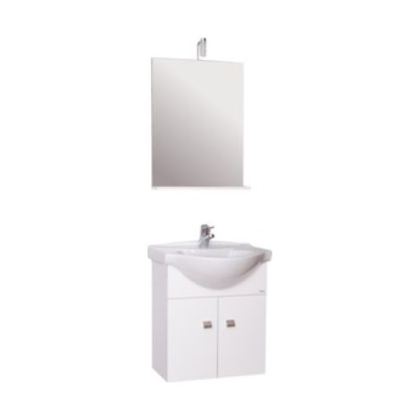 meuble de salle de bain suspendu avec lavabo cm 58x47x64 h blanc avec miroir