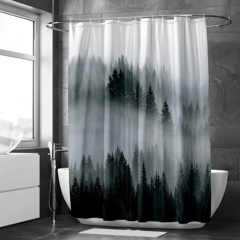 Rideau de douche style encre naturel, tissu imperméable, 90x180 cm