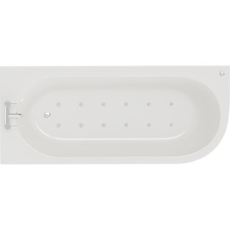 Arc 1700mm x 750mm 12 Jet Chrome Easifit Left Hand Curved Spa Shower Bath with White Acrylic Front Bath Panel (1/5)