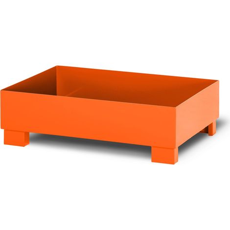 RR Industrietechnik Auffangwanne aus Stahl für 2x 200 Liter Fass ohne Gitterrost RAL 2004 reinorange