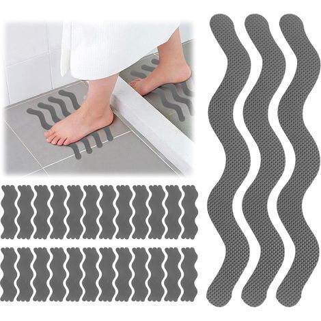 Tapis d'escalier antidérapant, bande antidérapante pour escaliers, salles de bains, cuisines et saunas, ensemble de 72 pièces, 18 x 1,3 cm, gris (1/5)