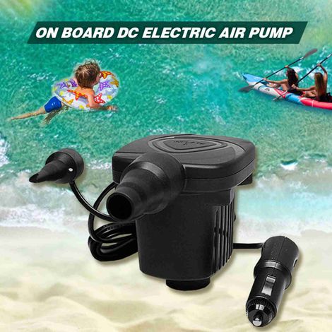 Tragbare 12V-Elektro-Luftpumpe mit zwei Düsen für Schlauchboote, Betten, Sofas und Schwimmringe.