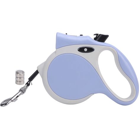 Einziehbare Hundeleine mit komfortablem Griff, automatischem Teleskopsystem und integrierter Taschenlampe, für kleine und mittelgroße Hunde (blau). (1/5)