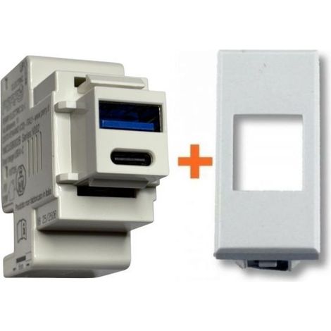 Perry presa USB A + C 3A compatibile Bticino Axolute bianco - 1MCUSB002B