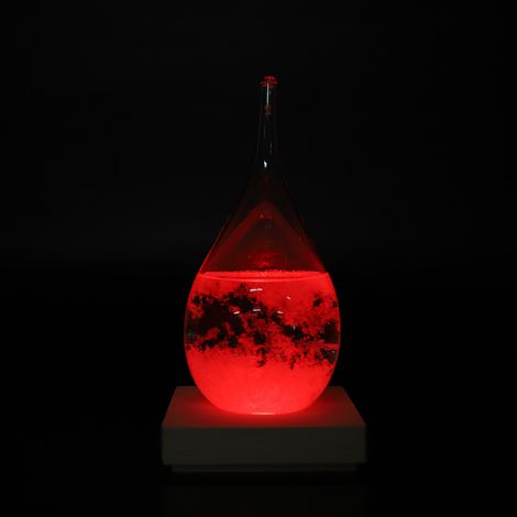 Station météo de bureau Storm Glass Drop avec base en bois et LED (M) (1/5)