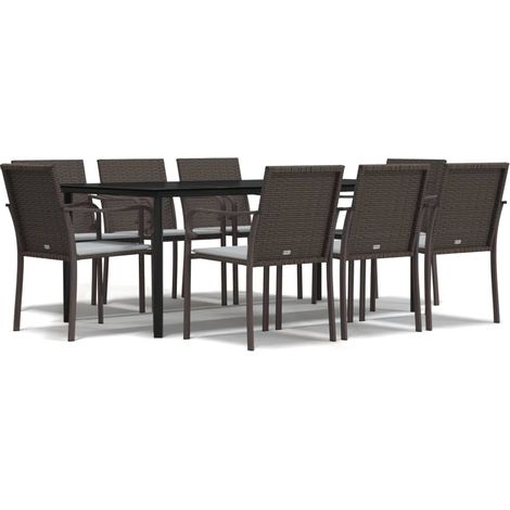 Maison Exclusive - Juego comedor jardín 9 piezas y cojines ratán (1/5)