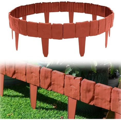 Lot 20 bordures jardin rouges pour pelouse allée parterre extérieur séparation facile durable