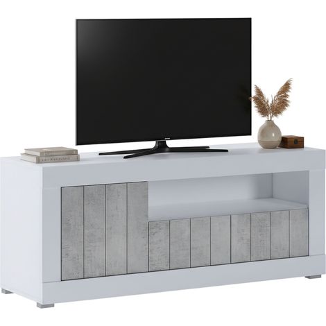 Mobile Porta tv Lucino, Cassetti, Ripiani, 3 Ante, 137x42x56h cm Bianco