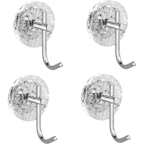 Set mit 4 extrem widerstandsfähigen und wasserfesten Acryl-Klebe-Wandhaken (silber, 8,5 cm)