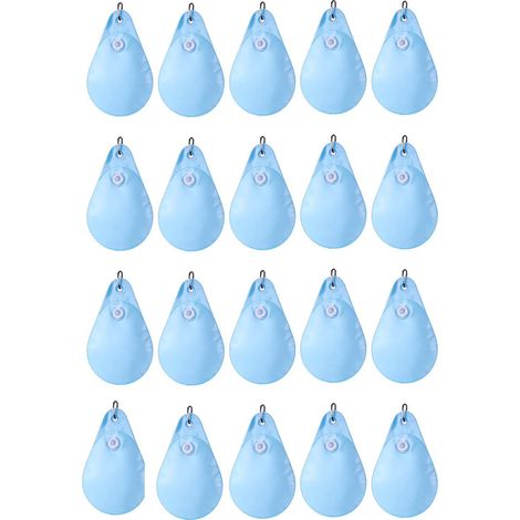 Irovami Lot de 20 poids de couverture de piscine avec crochets, sacs de remplissage d'eau suspendus en PVC robuste pour couverture d'hiver de piscine hors sol