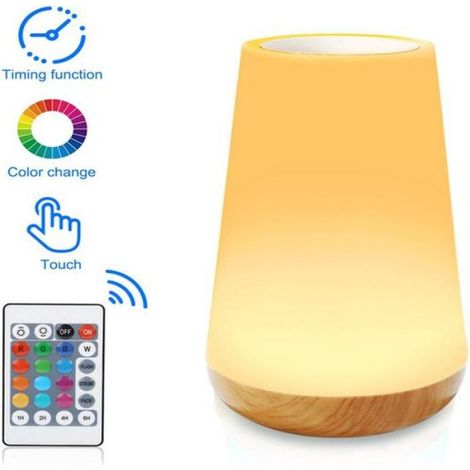 Veilleuse tactile à intensité variable, lampe de chevet avec télécommande, 13 couleurs, 5 niveaux de luminosité, 4 réglages