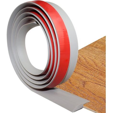 Bandes de transition auto-adhésives pour tapis et sols, en PVC, adaptées aux seuils de moins de 5 mm de hauteur (1 mètre de long, gris).
