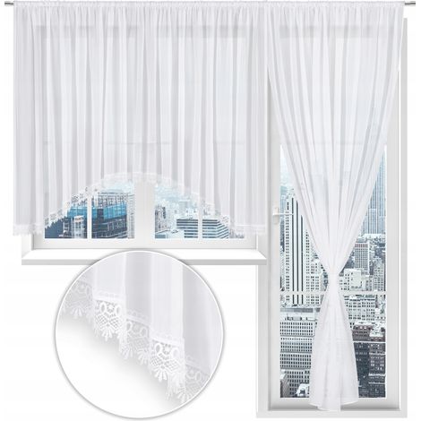 GUIPURA Vorhang- und Gardinenset für Balkon, Wohnzimmer und Schlafzimmer, 400x145 und 200x250