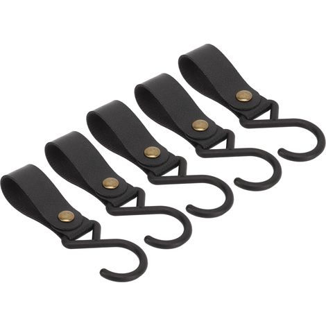 Set mit 15 S-förmigen Lederhaken, langlebig, multifunktional und tragbar, geeignet für Outdoor-Camping, schwarz. (1/4)