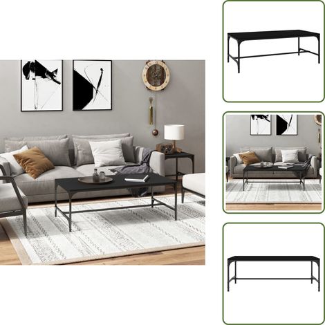 Table basse Noir 100x50x35 cm Bois d'ingénierie - Table Basse - Meuble Industriel - Table D'appoint - Table Salon - Design Moderne (1/5)