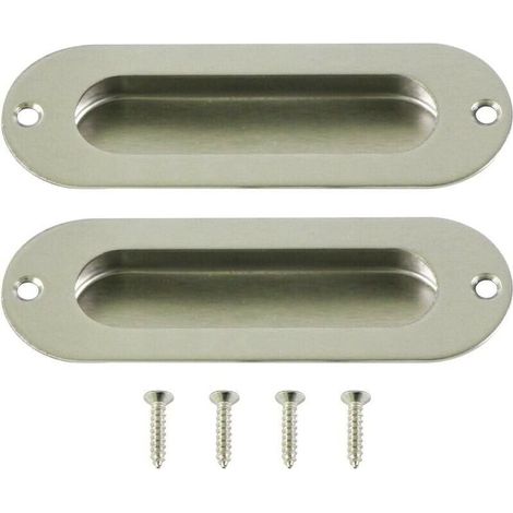 Juego de 2 tiradores empotrados para puertas correderas en acero inoxidable (1/4)