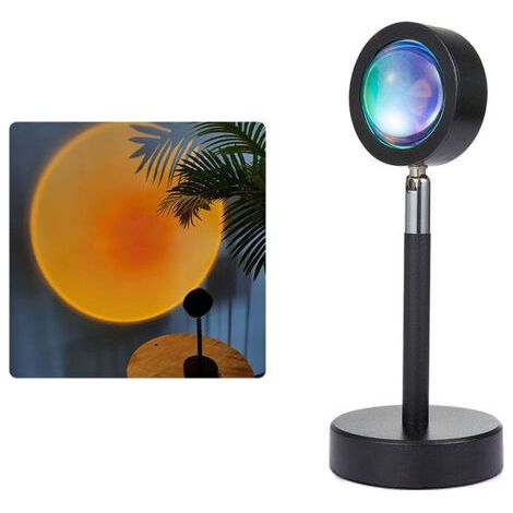 Rotation 180°Sunset Lamp,lampe sunset Red Projector Light, sunset lampe LED Light,Sunset aura,Alimenté par USB,pour décoration de la salle,de fond de lumiere chambre,Selfie/Photographie/Fête(couleur d (1/5)