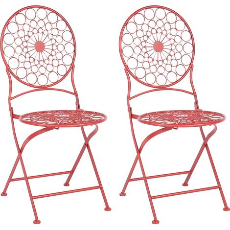 Chaises de Bistrot en Métal Rouge Ajouré Pliantes pour Balcon ou Terrasse Scario (1/5)