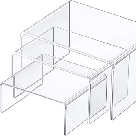 Präsentationsständer, 3 teiliges Set aus transparentem Acryl, für Cupcakes, Kosmetikartikel und Sammlerstücke. (1/5)