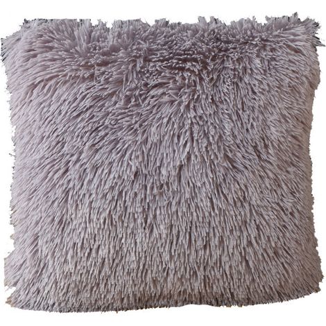 Lot de 2 housses de coussin en fausse fourrure de luxe, super douces, gris, 43x43 cm, pour canapé, chambre, lit. (1/4)