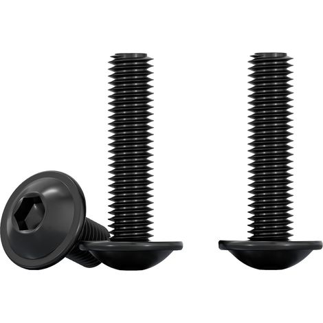 10 Pièces M8 Vis à Tête Bombée avec Bride et Six Pans Creux, M8x25mm Vis à Métaux Noir Acier Inoxydable A2 V2A Boulon à Tête Hexagonale pour Les Connexions Mécaniques (1/5)
