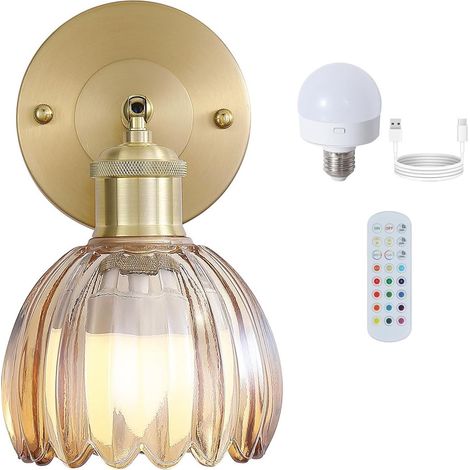 Wandleuchte im Retro-Stil mit verstellbarem Schirm aus Messing und Glas, ausgestattet mit einem Schalter, ideal für den Einsatz in der Nähe des Bettes, im Schlafzimmer oder im Eingangsbereich - wieder